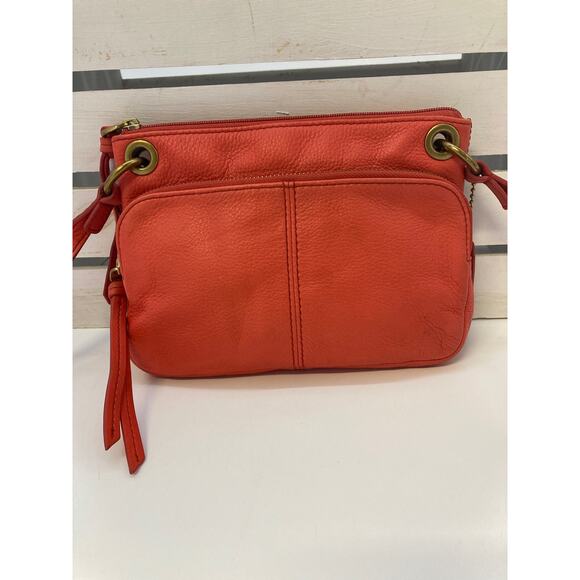 FOSSIL SMALL ORANGE PEBBLED LEATHER CROSSBODY BAG - Picture 4 of 15